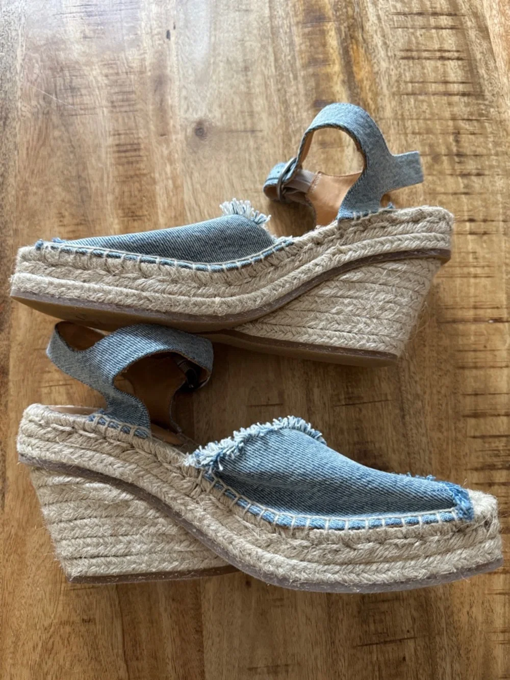 Rag and Bone Santiago Distressed Denim Espadrille Wedge Sandals espadrilles NEW